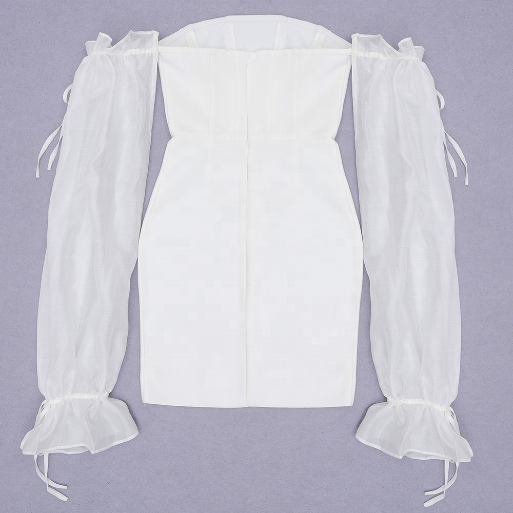 MANNI Custom Dress Sexy Off Shoulder Fashion Clothes White Bandage Bodycon Casual Dresses Vetements-femme-chic