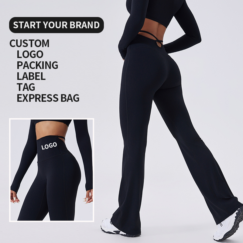Pantalones de yoga acampanados para mujer, personalizados y sin costuras, que levantan las caderas