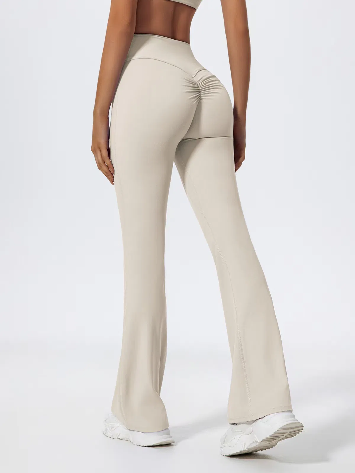 Leggings deportivos de cintura alta con control abdominal pero levantados, pantalones de yoga de pierna ancha y acampanados para mujer
