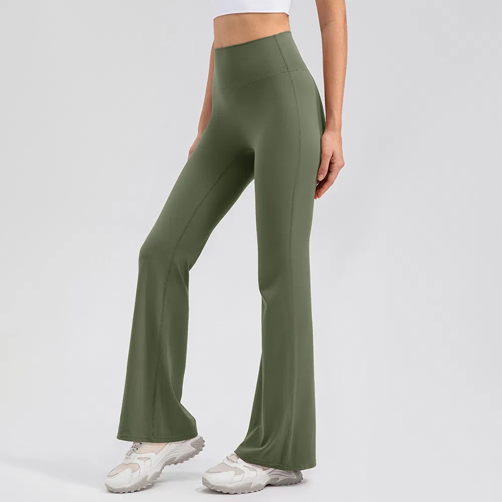 Pantalones de yoga de cintura alta y levantamiento de glúteos para mujer, transpirables, sin línea de vergüenza, pantalones de fitness deportivos, leggings acampanados