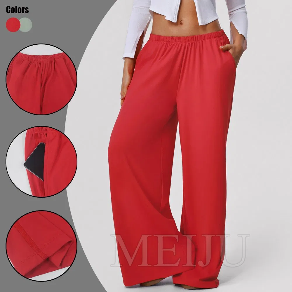 Pantalones deportivos casuales de cintura alta para mujer, drapeados, para entrenamiento de danza en interiores, yoga, pantalones de pierna ancha