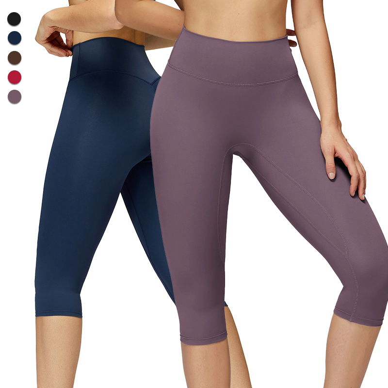 Pantalones de yoga de cintura alta malla de longitud media, secado rápido, leggings ajustados y moldeadores, pantalones deportivos elásticos
