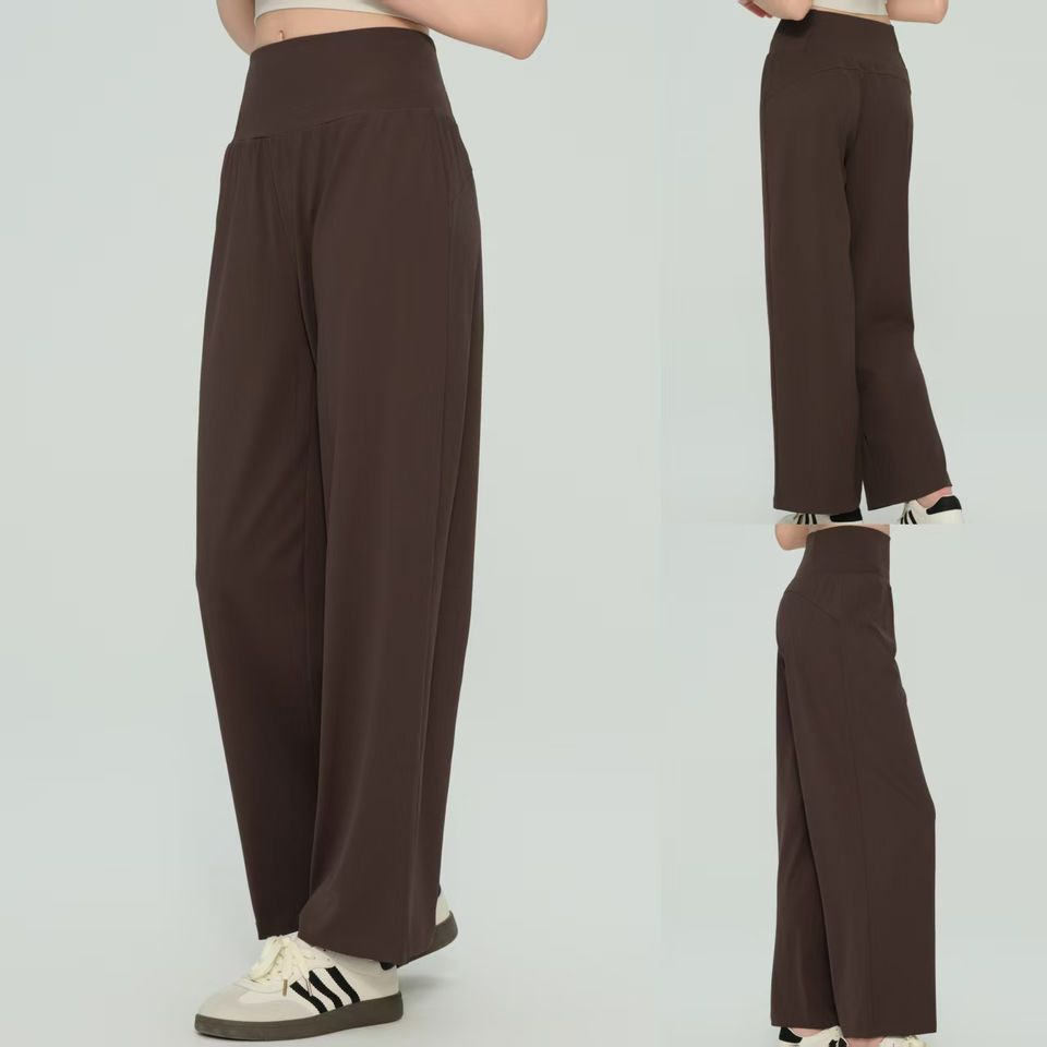 Pantalones de mujer de invierno forrados de forro polar, pantalones rectos para deportes al aire libre, pantalones casuales sueltos de cintura alta, pantalones de yoga
