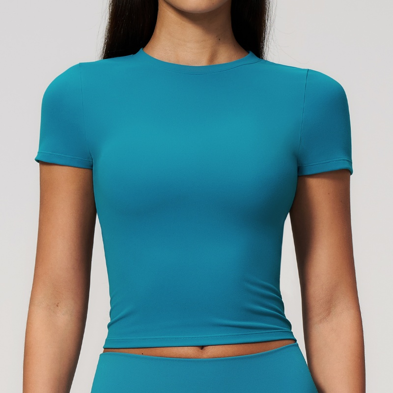 Ropa Mujer Elastic Breathable Crew Neck Slim Yoga Top, Quick Dry Training Woman Fashion Clothes, Skinny Fit Fashion Clothing for Fitness Casual Pilates