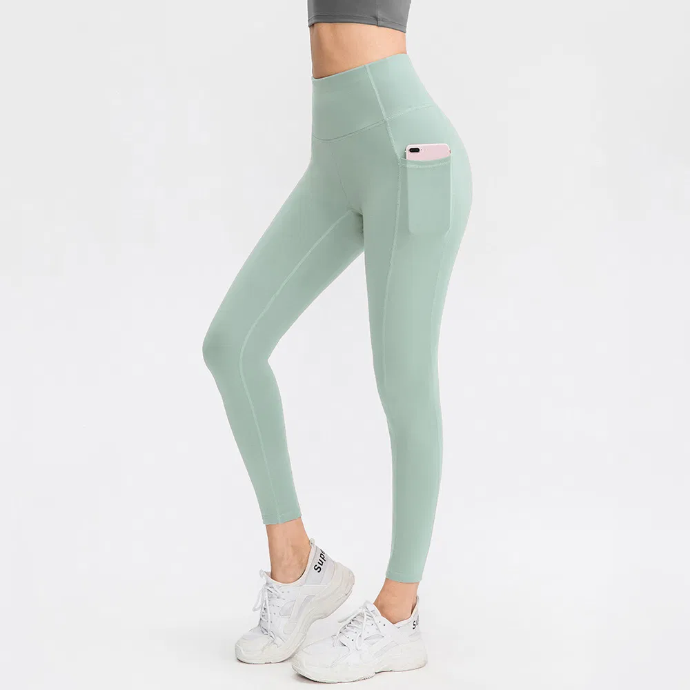 Pantalones de yoga de control de abdomen suave y cómodo para ejercicio y correr, mallas atléticas de cintura alta con bolsillos, leggings antideslizantes para senderismo