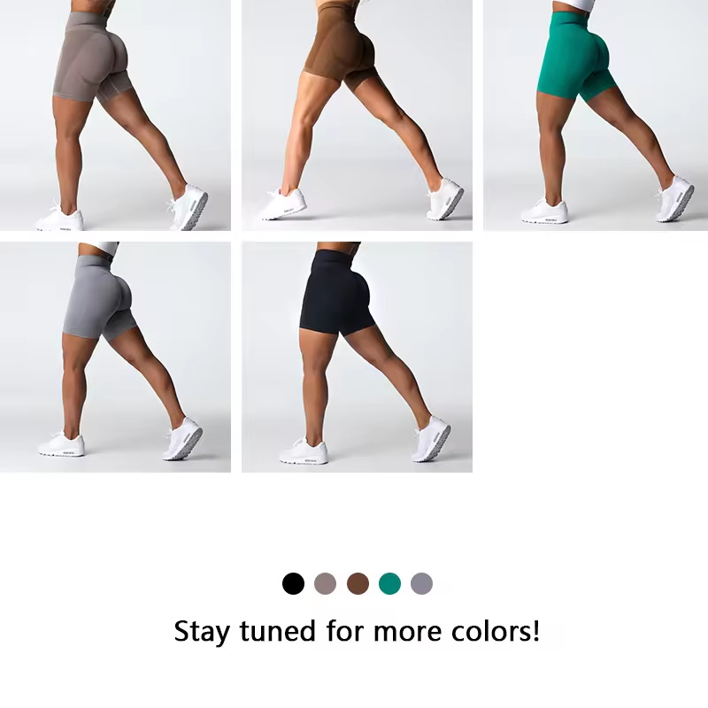 Pantalones cortos de yoga de cintura alta sin costuras, levantamiento de cadera, con elasticidad en cuatro direcciones, ropa de gimnasio para mujeres