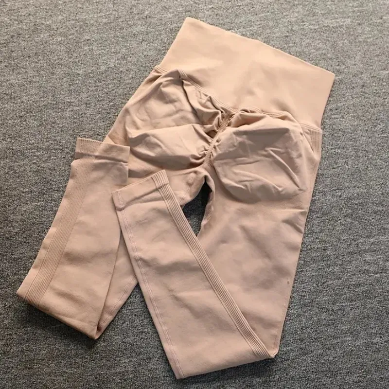 Mujeres de alta elasticidad, pantalones de compresión de cintura alta, mallas sin costuras, pantalones de yoga