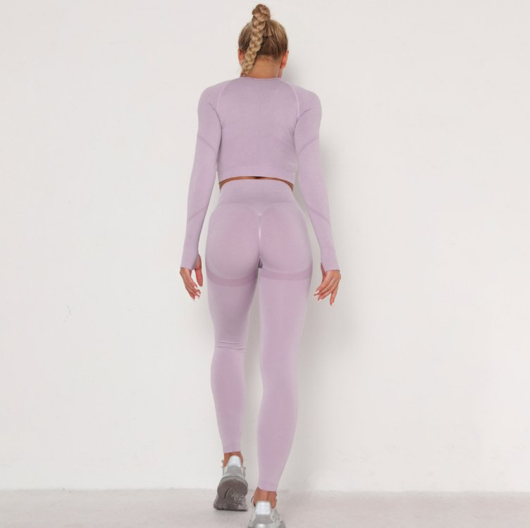 Fabricante de Ropa de Fitness Personalizada Con Cintura Alta, Leggings de Yoga para el Gimnasio con Efecto Realce en el Trasero, Conjunto de Dos Piezas