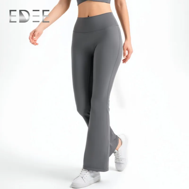 Pantalones de yoga rectos altamente elásticos para mujeres en entrenamiento