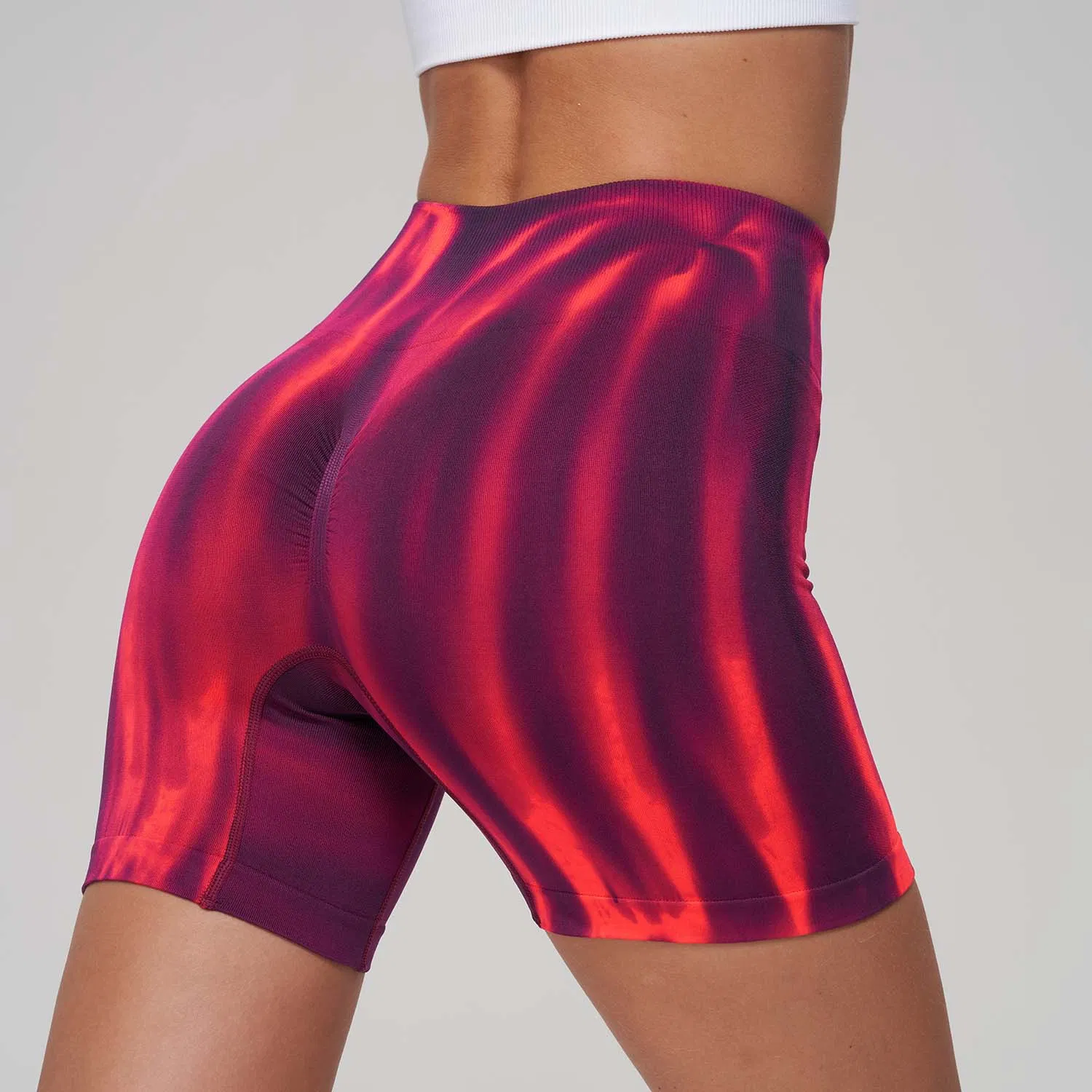 Seamless Color Aurora Yoga Wear Shorts Women's High Waist Hip Lift and Abdominal Compression Gradient Sports Fitness Pants