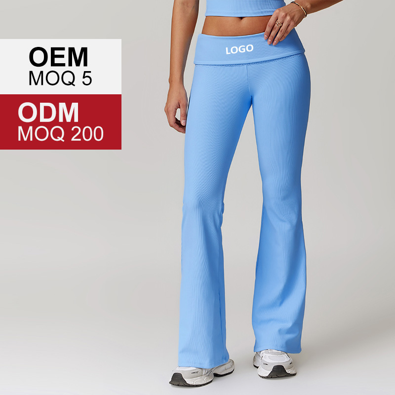 Pantalones de yoga de cintura alta acampanados de fábrica al por mayor para mujer, pantalones deportivos casuales de levantamiento de cadera