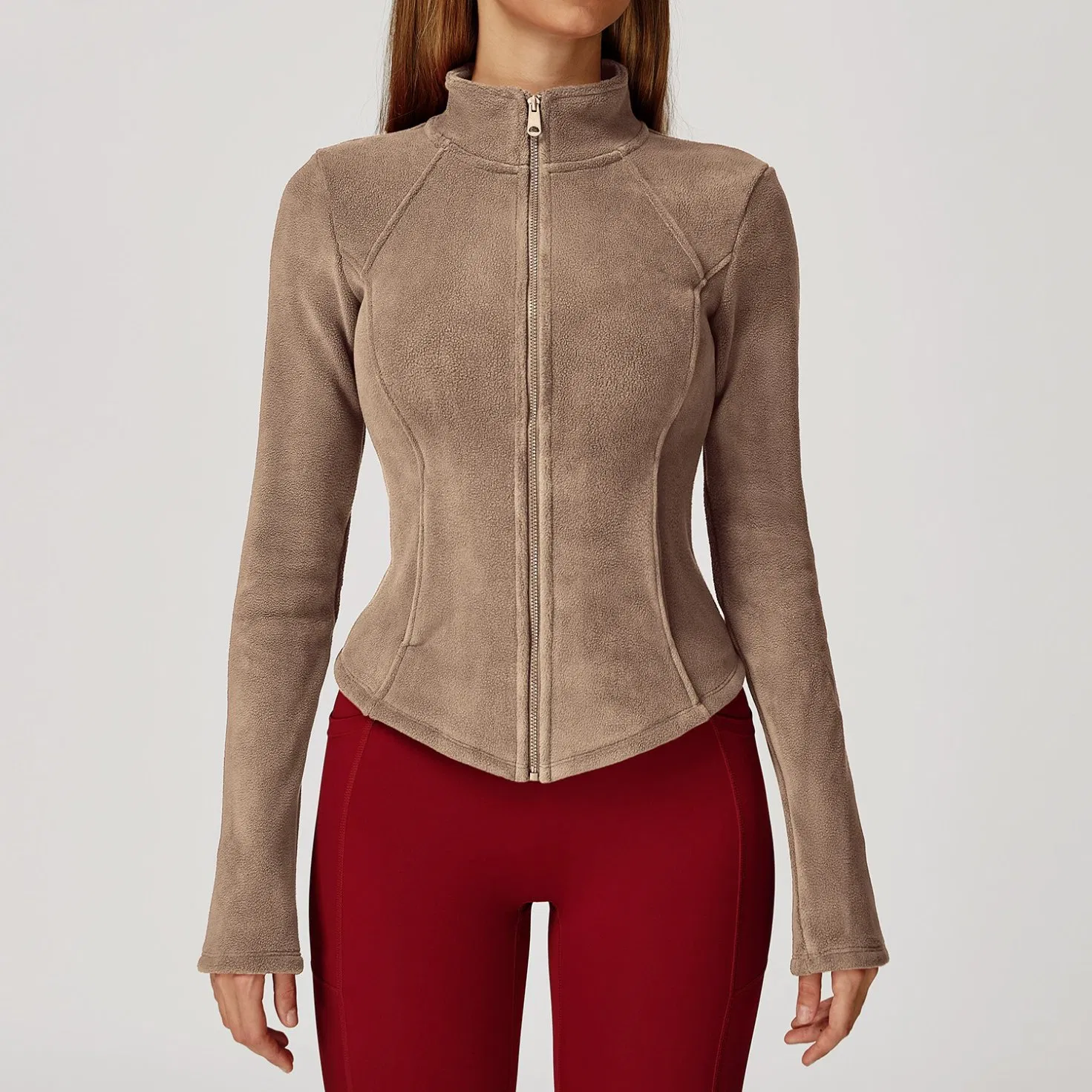 Chaqueta de mujer con cremallera personalizada, a prueba de viento, casual, para correr, ajustada para fitness, abrigo exterior grueso y cálido