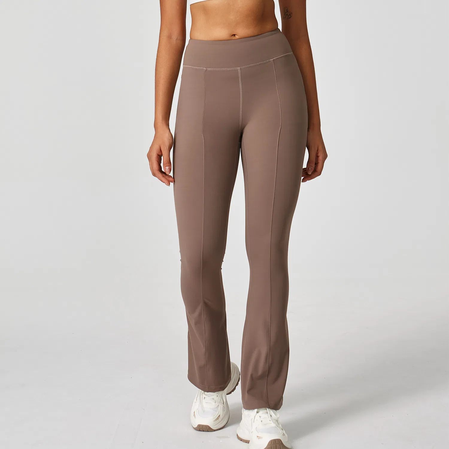 Pantalones de compresión de yoga de tela nude, mallas de yoga de venta caliente