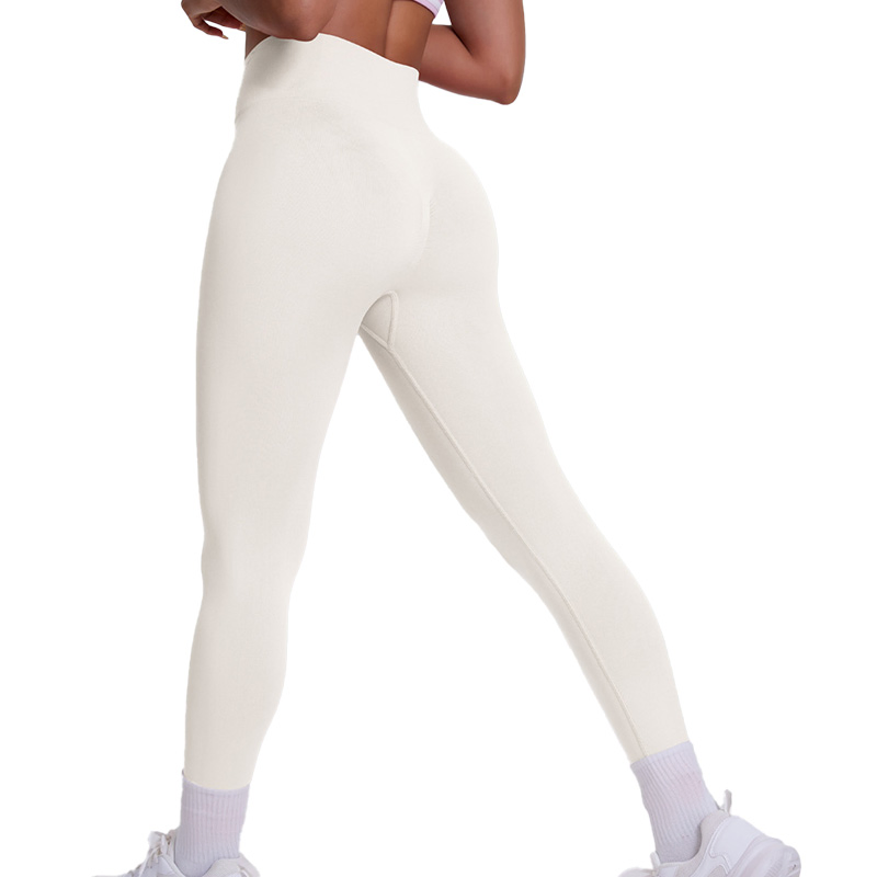 Pantalones de yoga deportivos de alta cintura ajustados que levantan las caderas, de color sólido y sin costuras, ideales para correr y hacer ejercicio