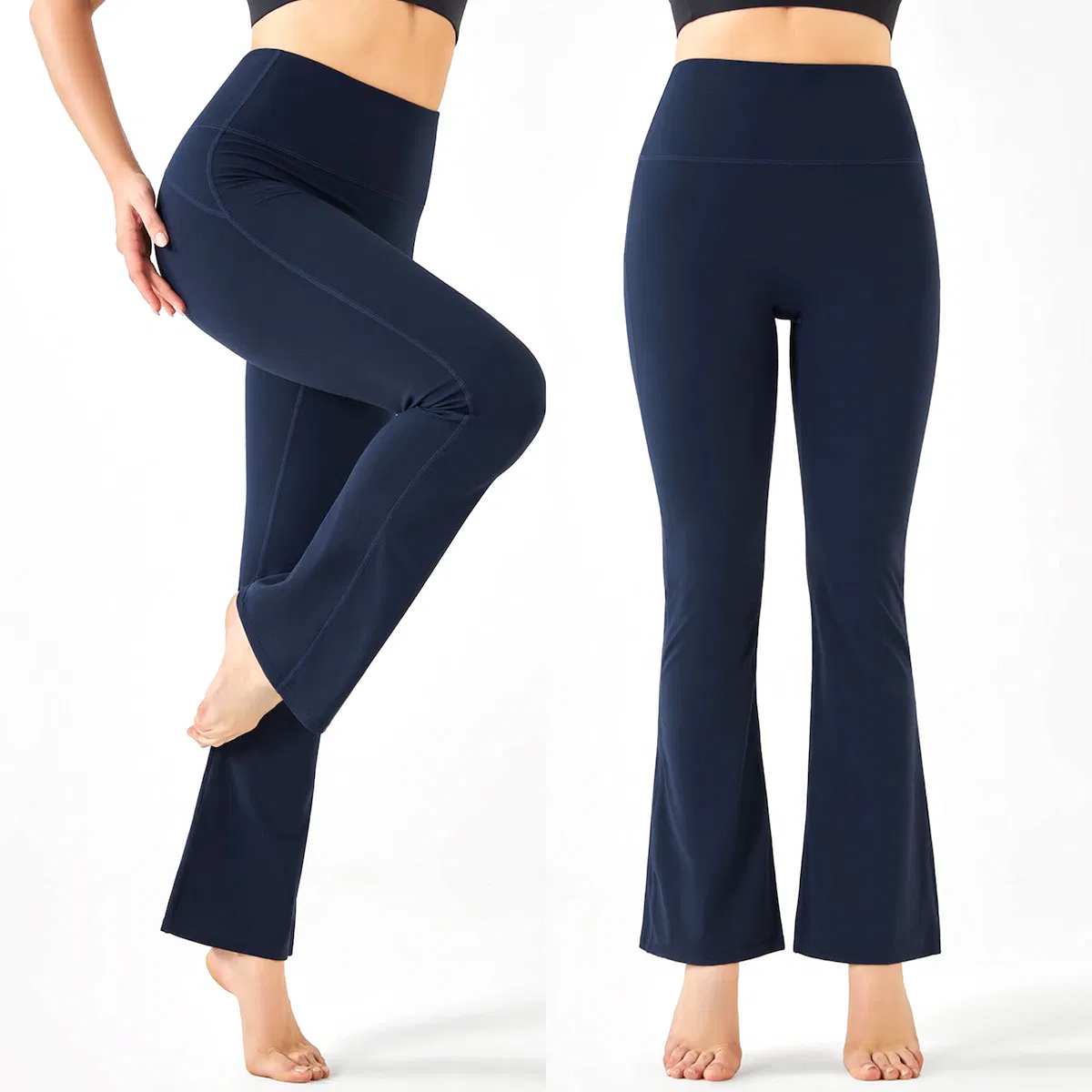 Pantalones de yoga acampanados retro de moda al por mayor para mujeres, pantalones anchos de vestir personalizados para ocio atlético, pantalones de entrenamiento de campana