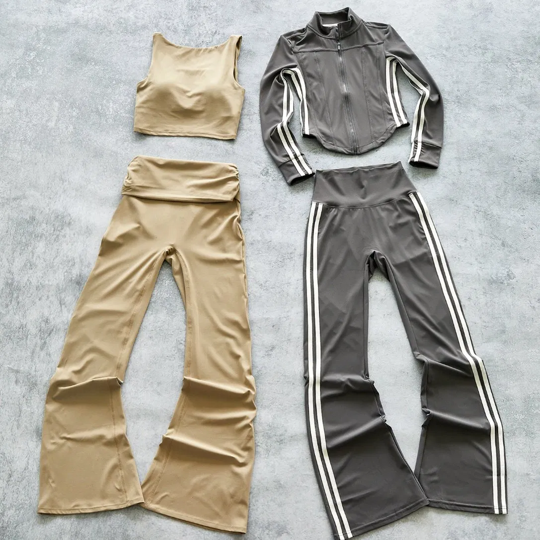2025 Venta Caliente Conjunto de Yoga de Forro Polar de Primavera de Manga Larga Abrigo Cálido Ropa de Fitness Mallas Deportivas