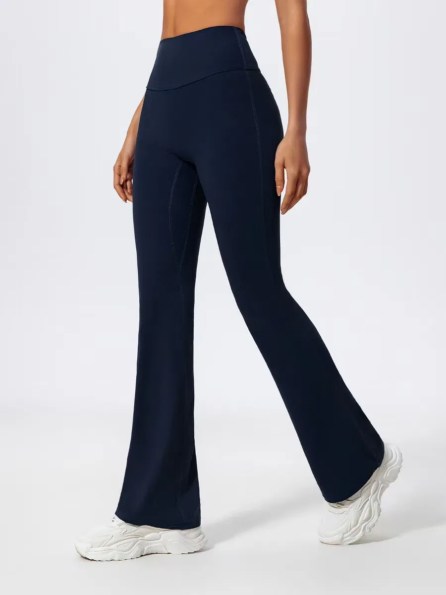 Leggings deportivos Luckpanther de cintura alta con control abdominal pero levantados, pantalones de yoga de pierna ancha y acampanados para mujer