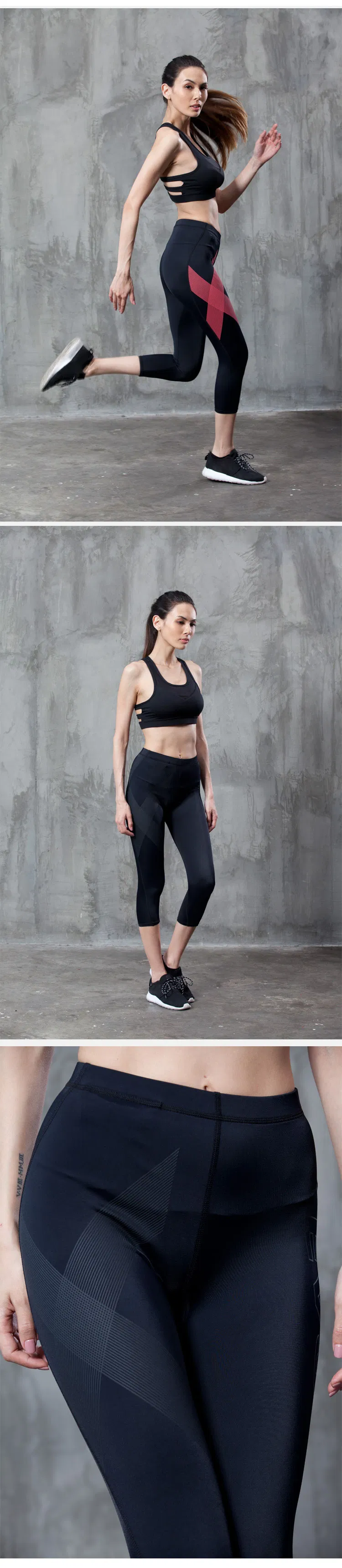 Pantalones de compresión de talla grande para mujer, pantalones deportivos ajustados para correr, pantalones recortados para entrenamiento, pantalones de yoga, pantalones de fitness de secado rápido