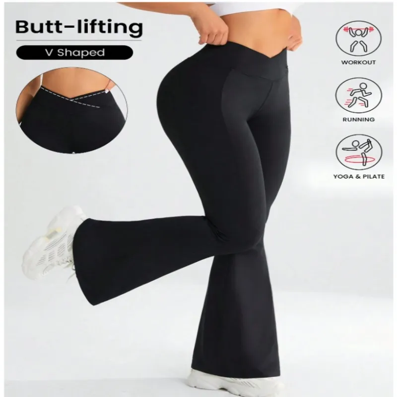 Pantalones de yoga acampanados de cintura alta para mujeres, sexy, talla grande, leggings levantadores