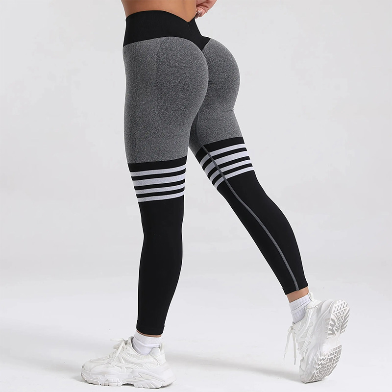 Pantalones deportivos de entrenamiento de yoga sin costuras de alta cintura con scrunch en el trasero y logo personalizado