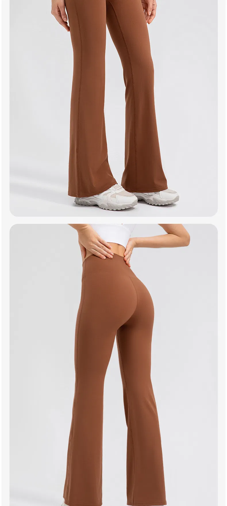 Pantalones de yoga de cintura alta y levantamiento de glúteos para mujer, transpirables, sin línea de vergüenza, pantalones de fitness deportivos, leggings acampanados