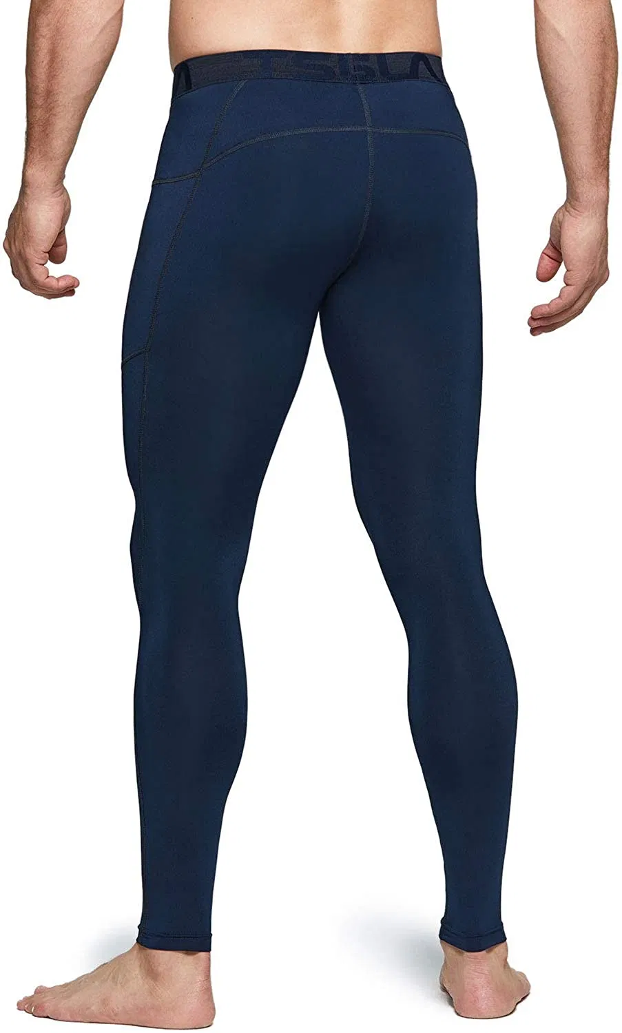 Pantalones de compresión para hombres, mallas deportivas de secado rápido para correr con bolsillo