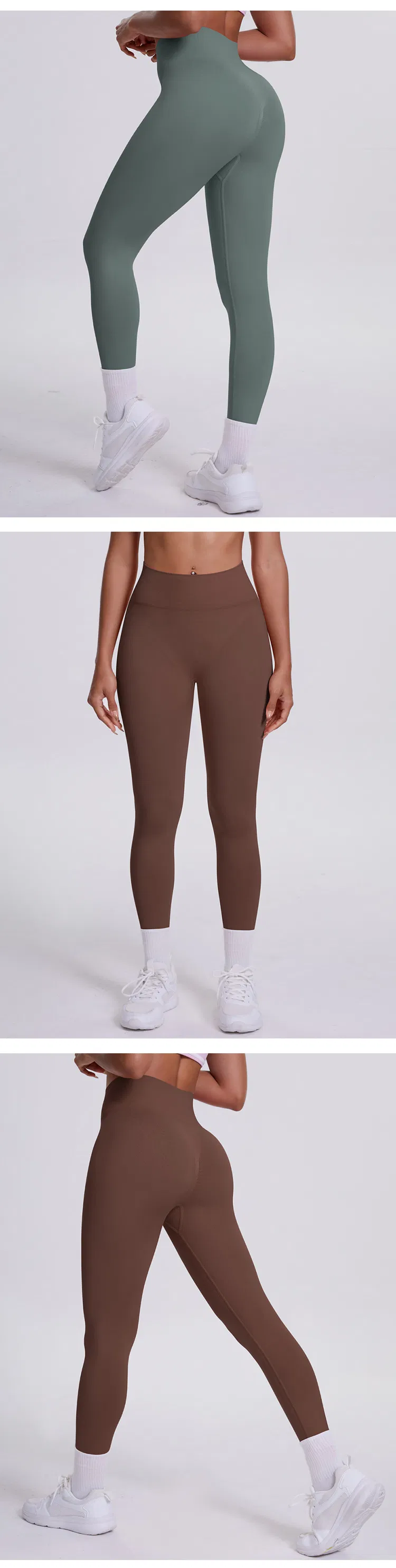 Pantalones de yoga deportivos de alta cintura ajustados que levantan las caderas, de color sólido y sin costuras, ideales para correr y hacer ejercicio