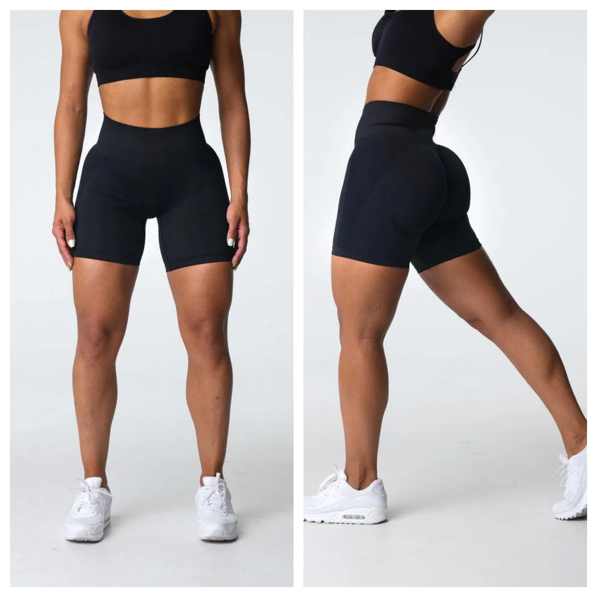 Pantalones cortos de yoga de cintura alta sin costuras, levantamiento de cadera, con elasticidad en cuatro direcciones, ropa de gimnasio para mujeres