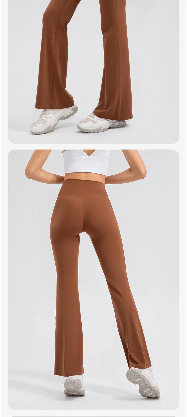 Pantalones de yoga de cintura alta y levantamiento de glúteos para mujer, transpirables, sin línea de vergüenza, pantalones de fitness deportivos, leggings acampanados