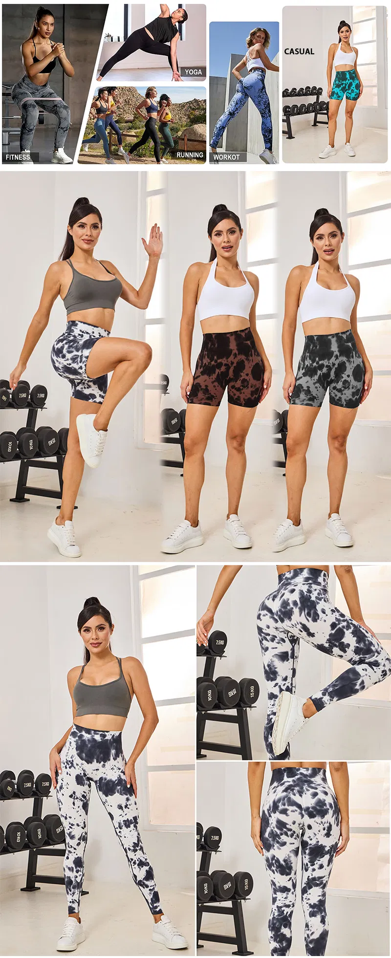 American y europea de moda Tie Dye Camo Push Up Pantalones cortos