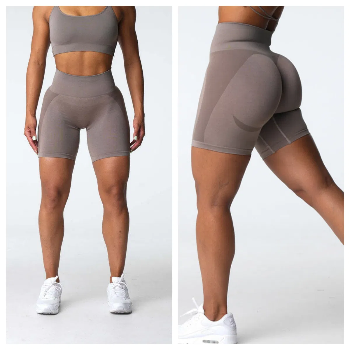 Pantalones cortos de yoga de cintura alta sin costuras, levantamiento de cadera, con elasticidad en cuatro direcciones, ropa de gimnasio para mujeres