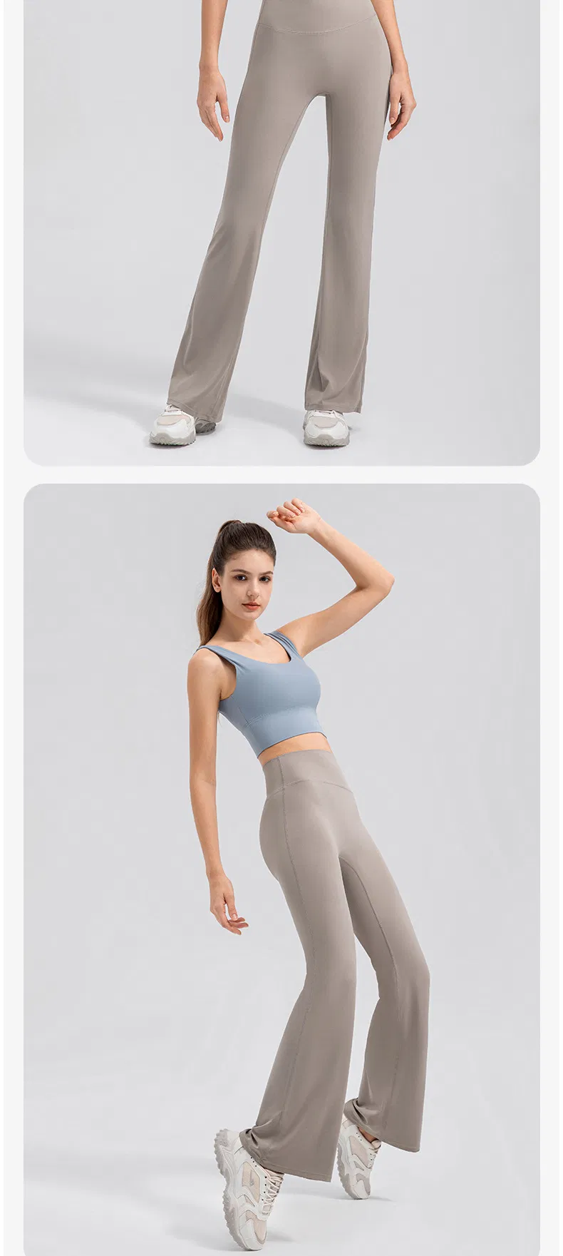 Pantalones de yoga de cintura alta y levantamiento de glúteos para mujer, transpirables, sin línea de vergüenza, pantalones de fitness deportivos, leggings acampanados