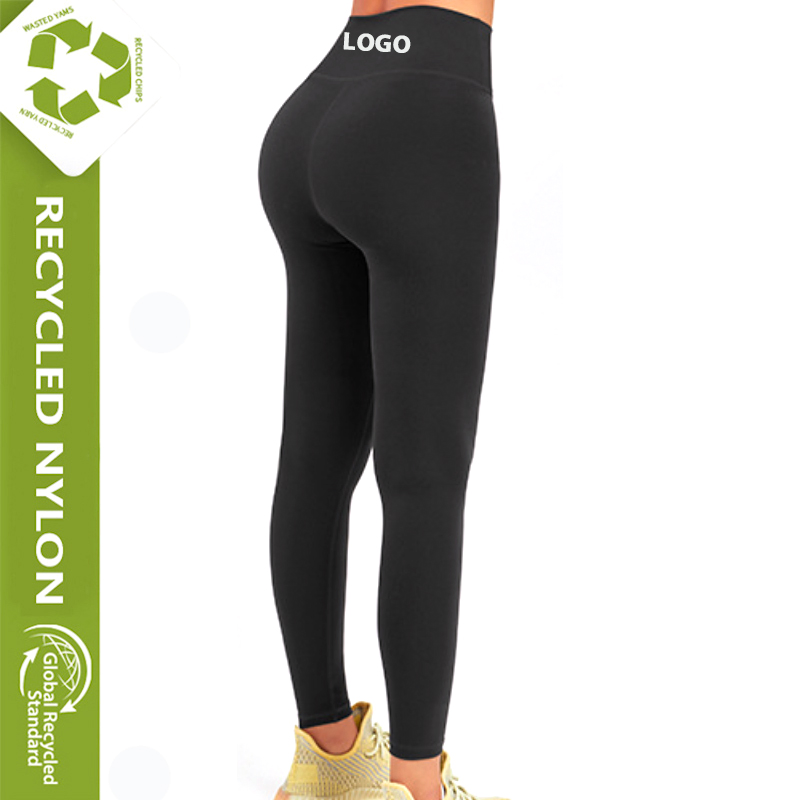 Mujeres prime; Pantalones de yoga contorneadores reciclados S Control de abdomen Mezcla de nylon y spandex Leggings deportivos Tights de tacto suave como la mantequilla para el gimnasio