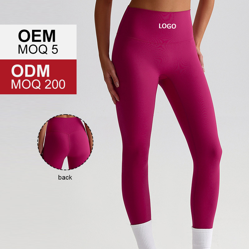 Pantalones de yoga desnudos europeos y americanos para mujeres sin líneas embarazosas, mallas de cintura alta que levantan las caderas, pantalones elásticos de pies pequeños para deportes y fitness