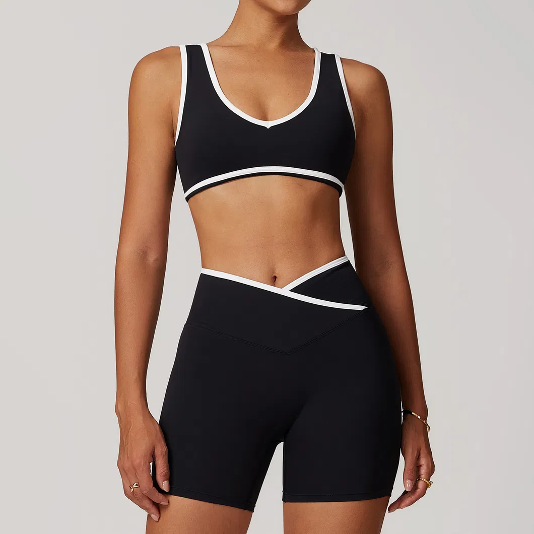 Leggings cortos de ejercicio de cintura alta con logo personalizado para deportes y yoga de mujer