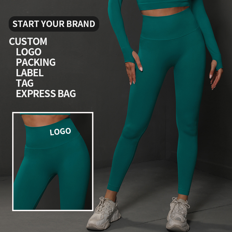 Pantalones de yoga ajustados de cintura alta, sexys, sólidos, de secado rápido y elásticos