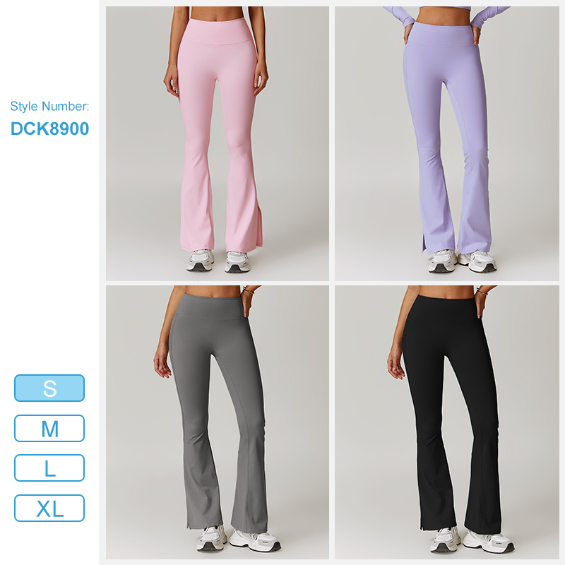 Pantalones de yoga de mujer de cintura alta con control de abdomen, pantalones casuales de fitness acampanados de fábrica al por mayor