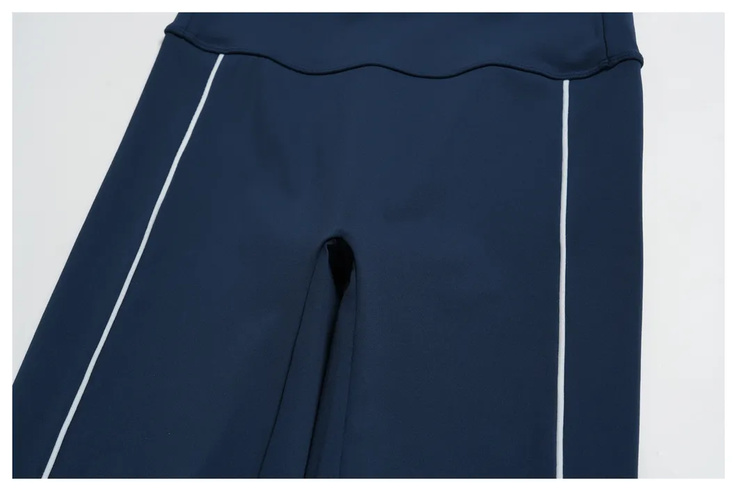 Leggings de capri de cintura alta al por mayor con detalle de franja lateral