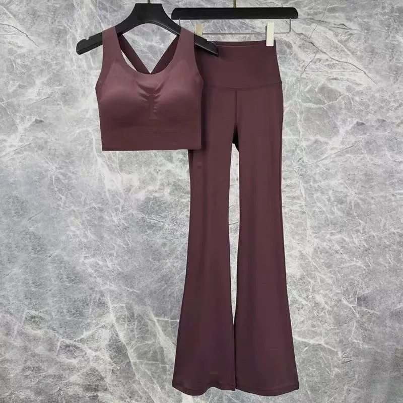 Conjunto de Yoga para Mujeres Personalizado 2 Piezas Ropa Deportiva de Cintura Alta para Entrenamiento en el Gimnasio