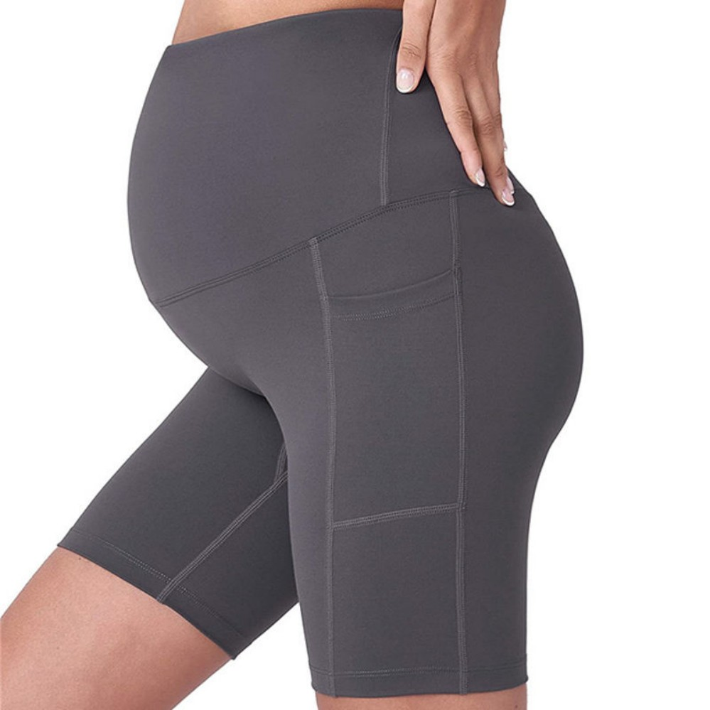 Pantalones cortos de yoga para mujeres embarazadas, cómodos, transpirables, de alta elasticidad, con cintura elástica y bolsillos