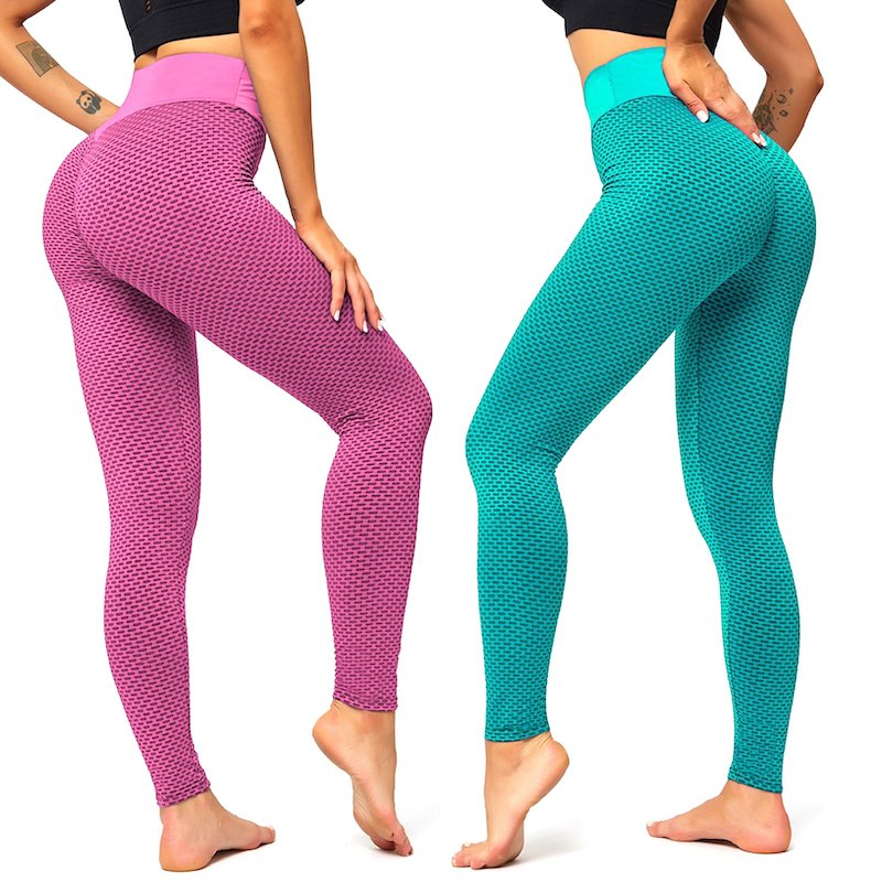 Pantalones de yoga ajustados de talle alto de tamaño grande con textura de panal de Fashion Nova para tejido, proveedor de ropa de gimnasio asequible con leggings burbuja de scrunch sin costuras