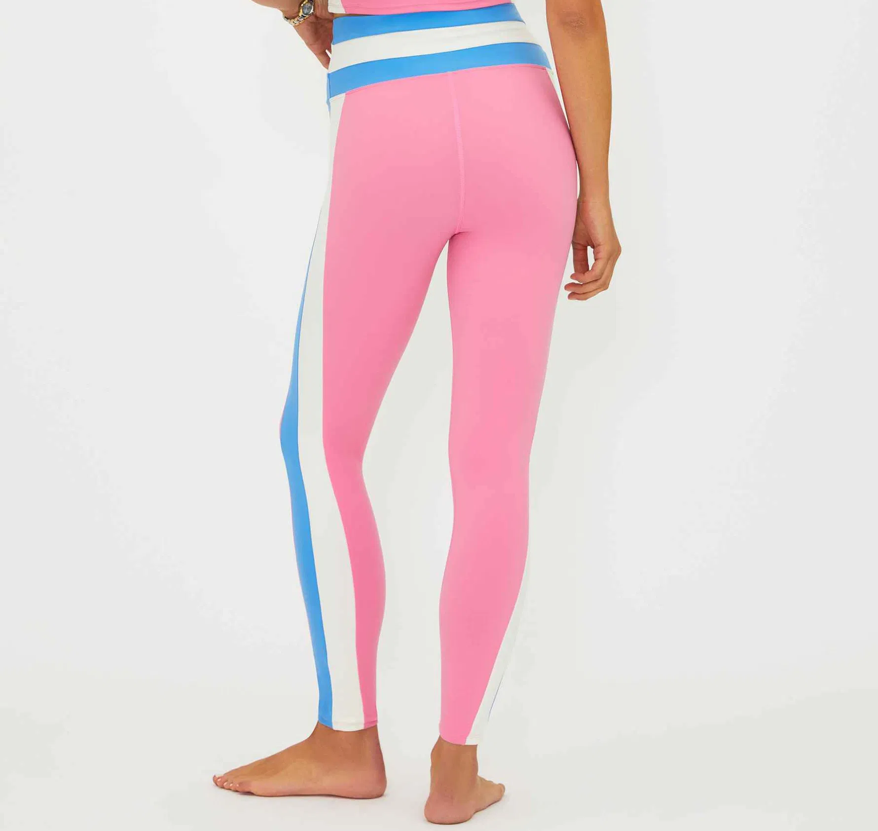 Mallas largas de deporte en color bloque rosa para gimnasio y yoga