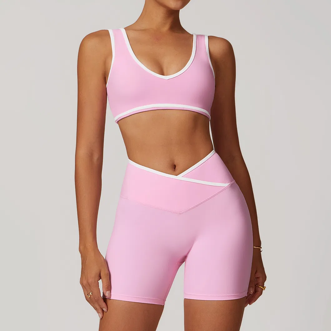 Leggings cortos de ejercicio de cintura alta con logo personalizado para deportes y yoga de mujer