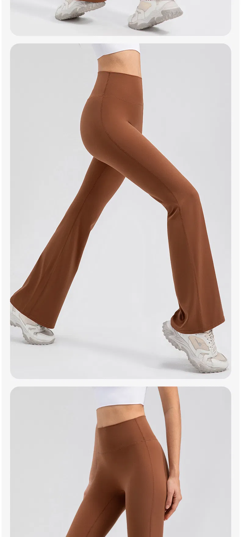 Pantalones de yoga de cintura alta y levantamiento de glúteos para mujer, transpirables, sin línea de vergüenza, pantalones de fitness deportivos, leggings acampanados