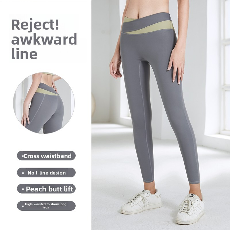 Pantalones de yoga, cintura alta, compresión abdominal, fitness, ajustados, levantamiento de caderas, femenino