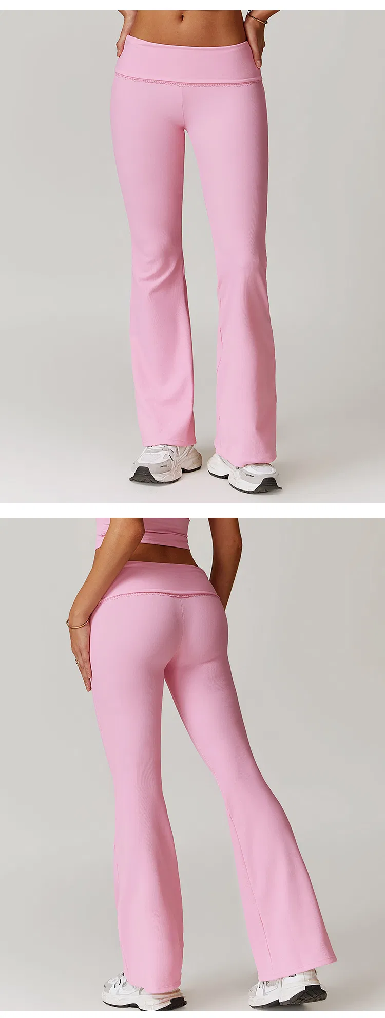 Pantalones de yoga de cintura alta acampanados de fábrica al por mayor para mujer, pantalones deportivos casuales de levantamiento de cadera