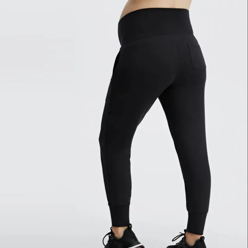 Pantalones de chándal de algodón personalizados para maternidad con panel completo sobre el vientre