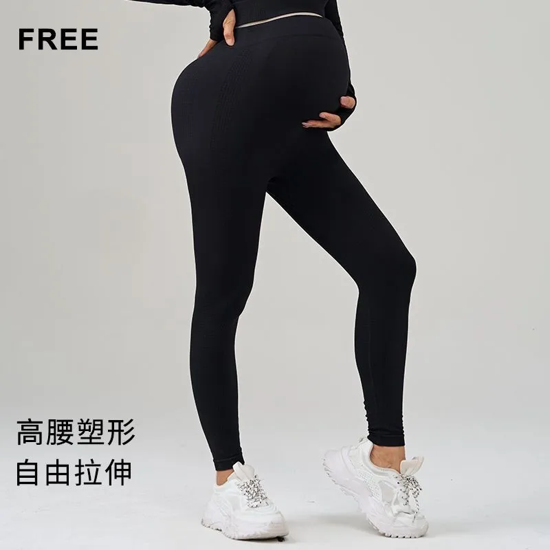 Conjunto de Yoga Maternidad Sin Costuras - Leggings de Cintura Alta con Soporte para el Vientre y Top de Entrenamiento Cómodo