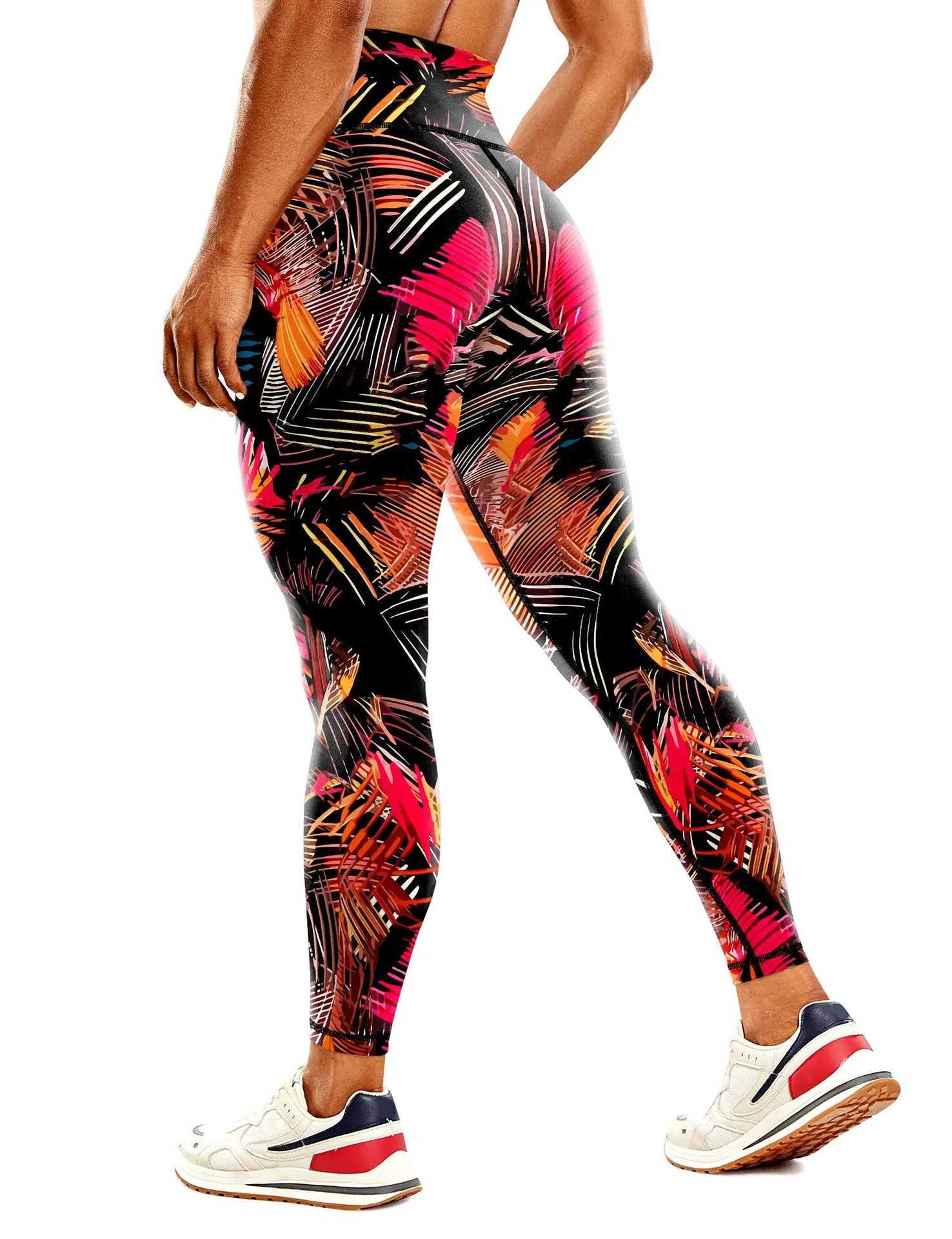 Pantalones de yoga impresos de cintura alta personalizados para mujeres en el gimnasio