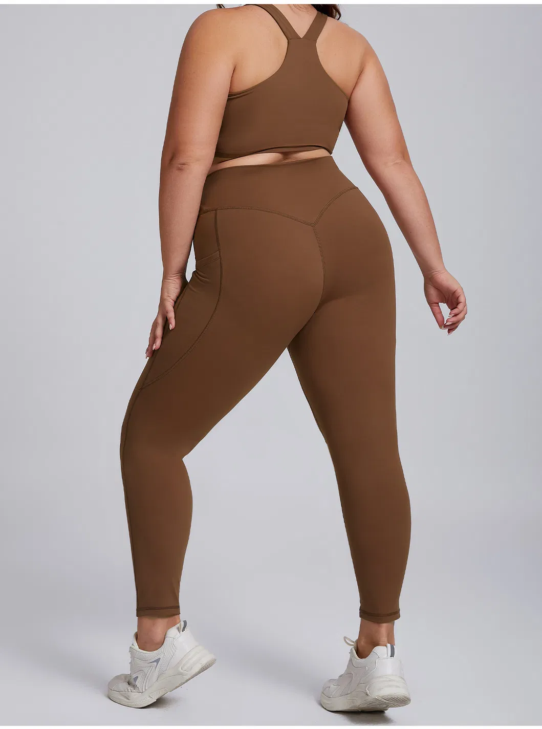 Pantalones de yoga personalizados al por mayor con logo, talla grande, con bolsillos laterales, leggings para el gimnasio